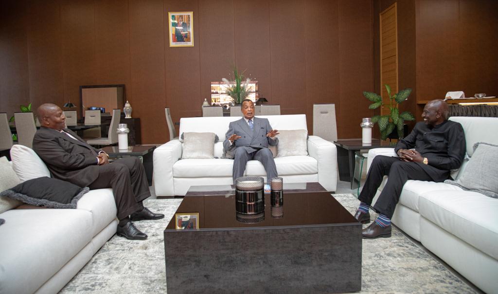 presidents Faustin-Archange TouadΓ©ra (Central African Republic)and Denis Sassou Nguesso, (Republic of the Congo) in Oyo, Congo